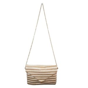OPHELIA ROE Woven Straw Envelope Crossbody Purse
